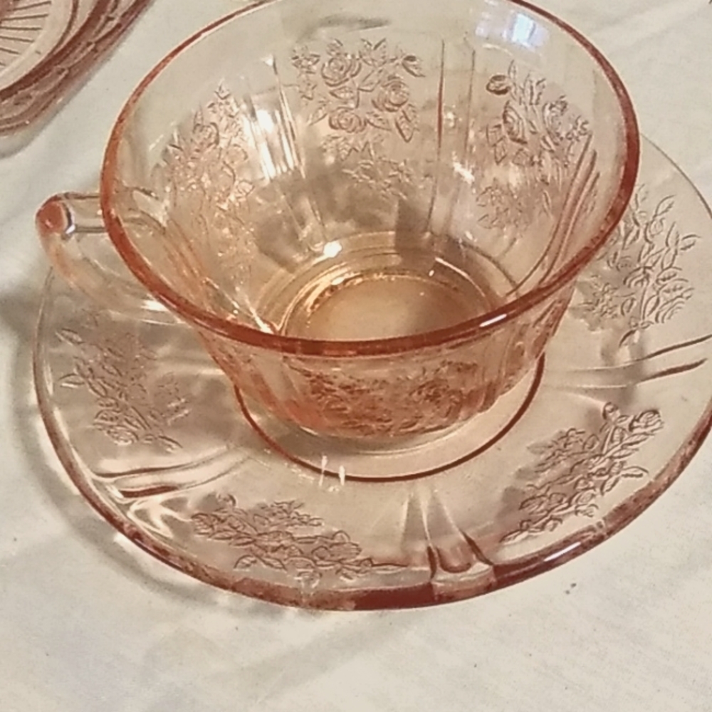 Depression Glass Pink Cup & Saucer